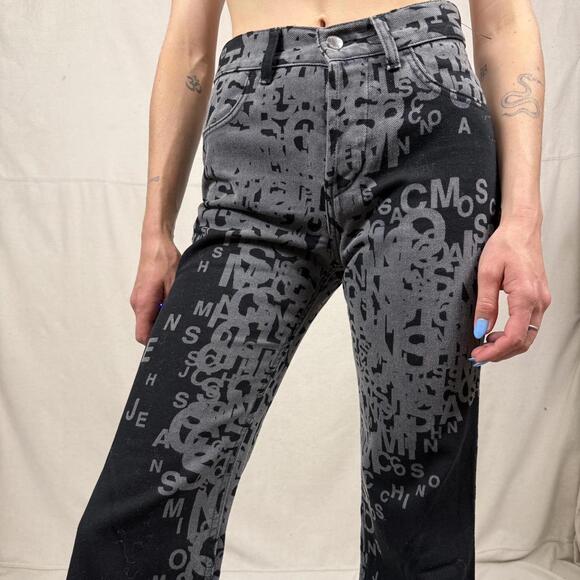 Vintage Moschino Jeans Peace Sign Pants - Y2K Logo Print - Size 28 - Picture 6 of 8